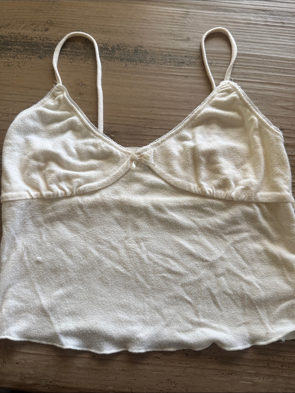 Cream Stretch Terry Spaghetti Strap Camisole